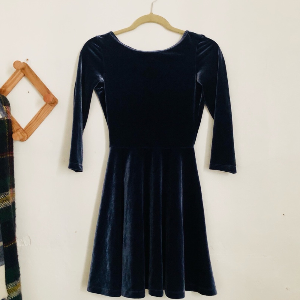 American Apparel Velvet Skater Dress, Blue